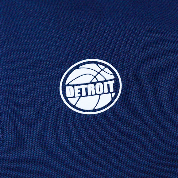 Navy Chambray Mandarin Collar Polo Navy