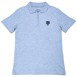 Grey Mel Regular Collar Zipneck Polo Mid Grey