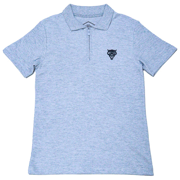 Grey Mel Regular Collar Zipneck Polo Mid Grey