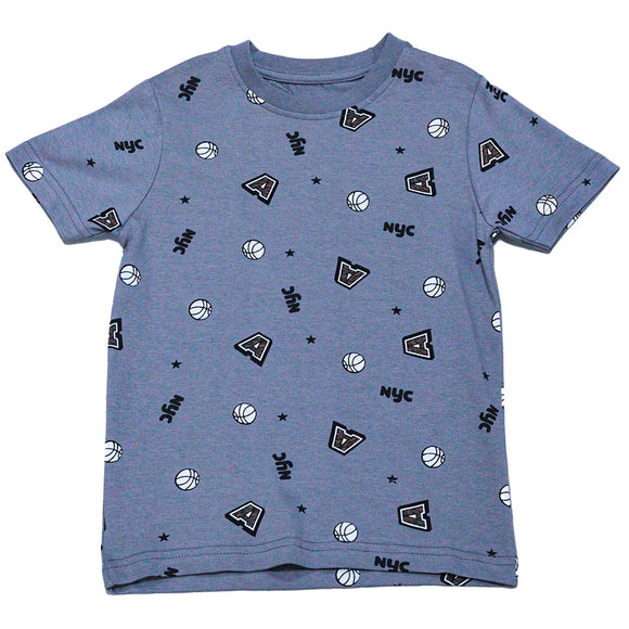 Dark Grey Nyc Aop Short Sleeve T Shirt