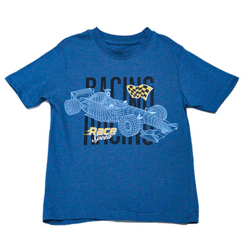 Dark Blue Racing Printed Short Sleeve T Shirt REDTAG