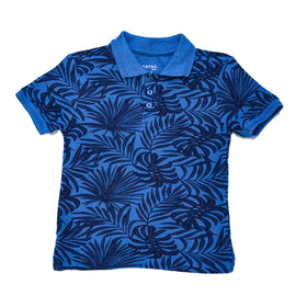 Blue Pique Aop Shortsleeve Polo