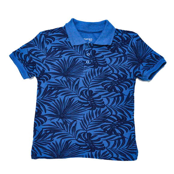 Blue Pique Aop Shortsleeve Polo