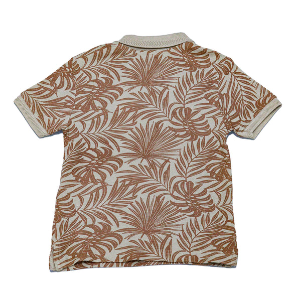 Beige Pique Aop Shortsleeve Polo