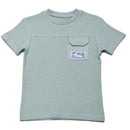 Sage Green Pocket Paneled Short Sleeve T Shirt-1