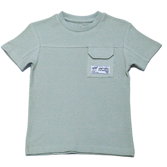 Sage Green Pocket Paneled Short Sleeve T Shirt