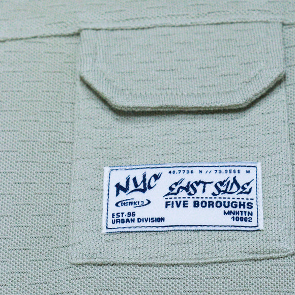 Sage Green Pocket Paneled Short Sleeve T Shirt