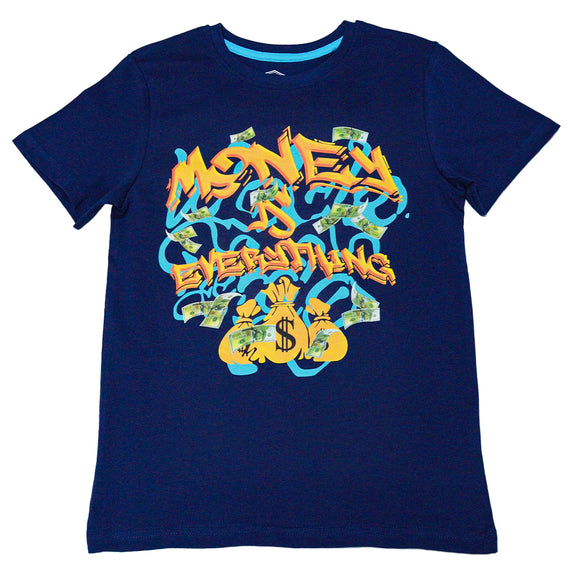 Navy Money Is Everything Graffiti S S Graphic Tee Navy