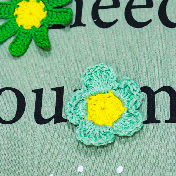 SAGE OVERSIZE TOP WITH CROCHET GREEN 15 16 YEARS