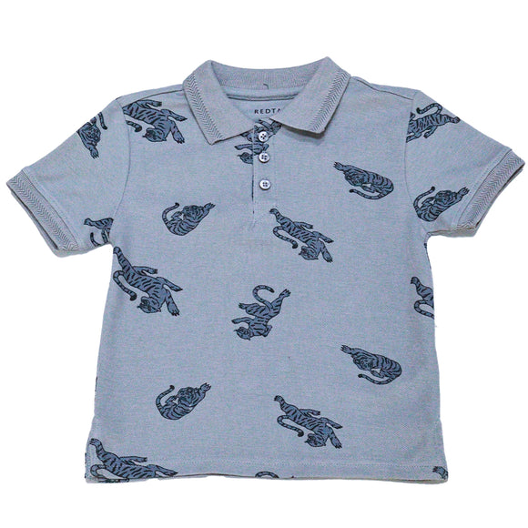 Olive Tiger Palm Aop Polo Dark Green 2 3 Years