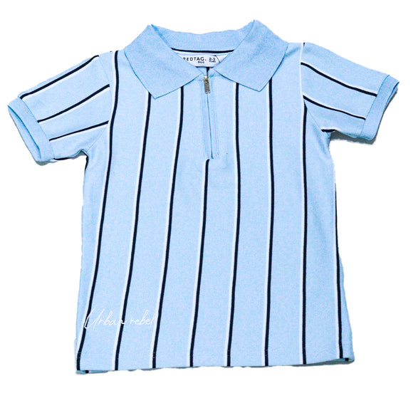 Blue Stripe Polo Shirt And Shorts Set Blue 3 4 Years