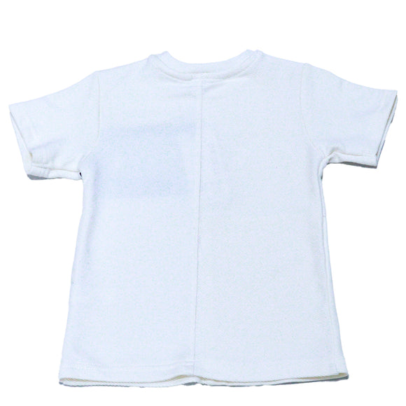 Cream Jacquard Bravo Paneled T Shirt And Shorts Set Cream 3 4 Years