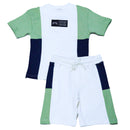 Mint Green Paneled T Shirt And Shorts Set Mint 6 7 Years-1