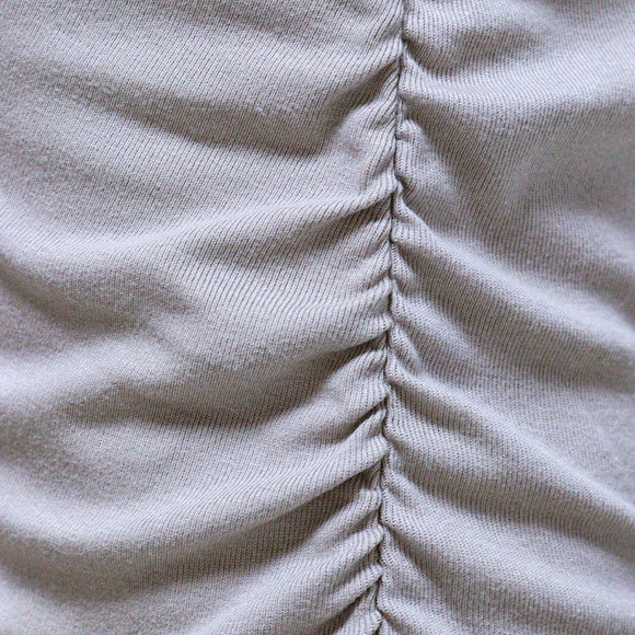 BEIGE ROUCHED DETAIL COLUMN DRESS