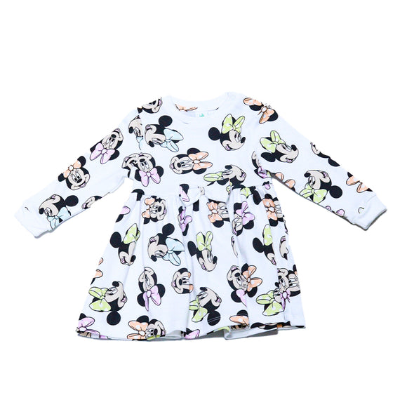 Ivory Minnie All Over Print Knit Long Sleeve Dress Ivory