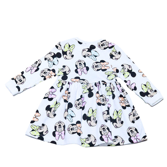 Ivory Minnie All Over Print Knit Long Sleeve Dress Ivory