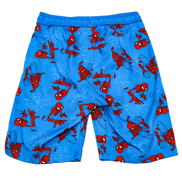 Blue Spiderman Aop Swim Shorts