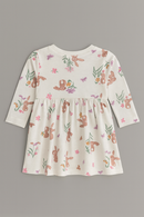 Ivory Bunny Floral All Over Print Interlock Dress-3