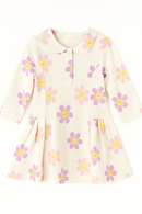 Ivory Floral All Over Print Pique Dress Ivory-1