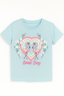 Blue Heart Flamingo Print S S Pajama Sets Assorted-2