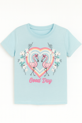 Blue Heart Flamingo Print S S Pajama Sets Assorted - 0