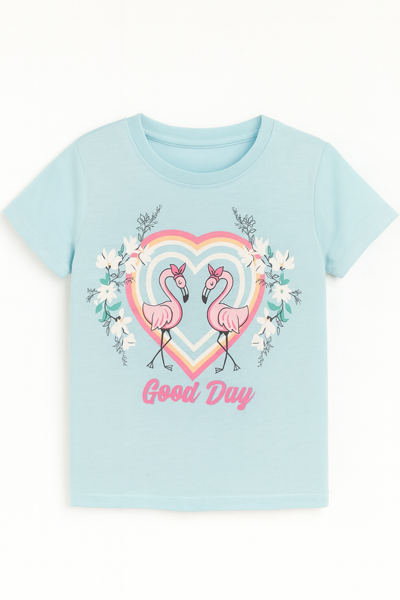 Blue Heart Flamingo Print S S Pajama Sets Assorted