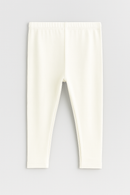 White Solid Leggings White-3