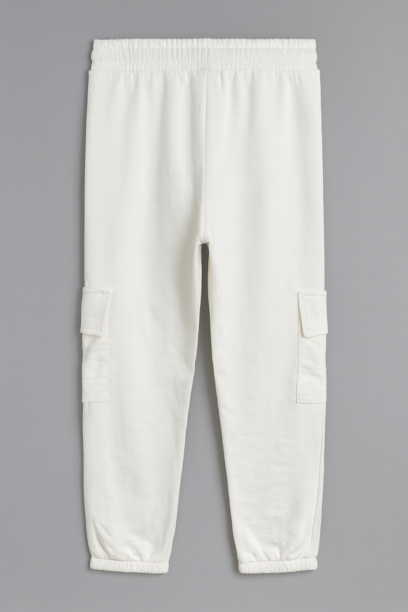 White Jogger With Cargo Pocket