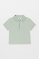 Junior Boys Lt Blue Polo T Shirt W  Zipper Blue-2