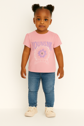 Pink Yourself Love Placement Print T Shirt Pale Pink