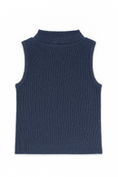 Navy High Neck Rib Tshirt-2