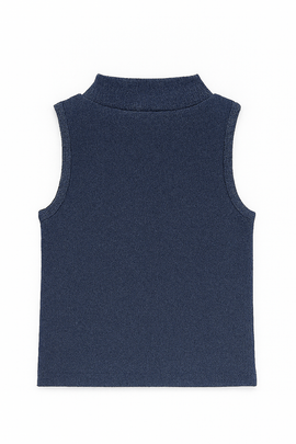 Navy High Neck Rib Tshirt - 0