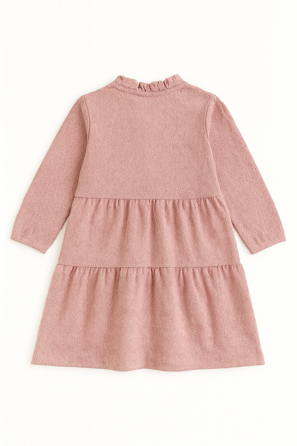 Pink Tired Dress With Balloon Sleeve Pale Pink