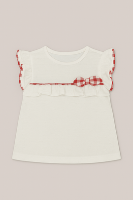 White Dobby Knit Blouse With Bow White - 0