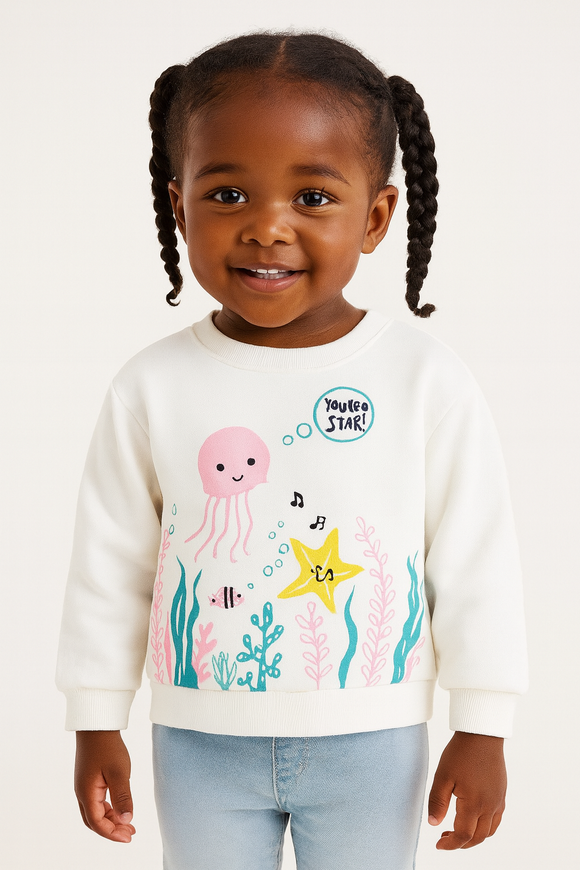 White Placement Print Sweatshirts