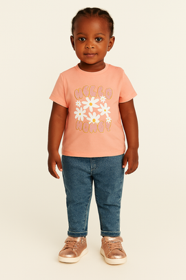 Coral Placement Print Short Sleeves Tee Orange