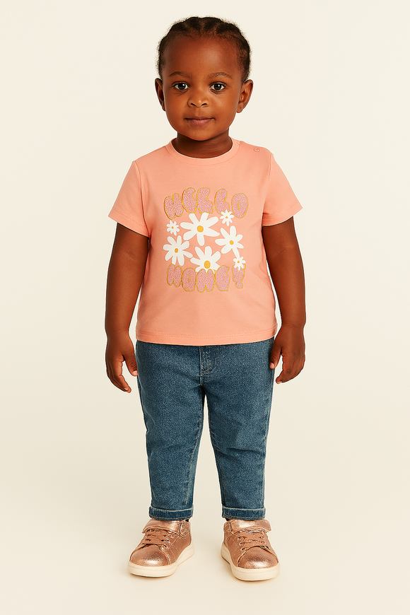 Coral Placement Print Short Sleeves Tee Orange