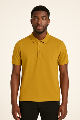 Solid Polo Shirt Mustard Small