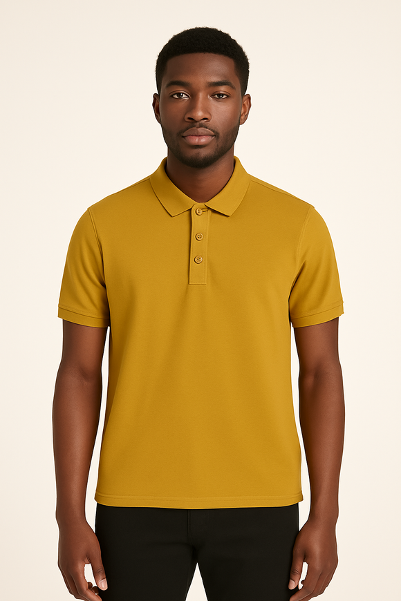 Solid Polo Shirt Mustard Small