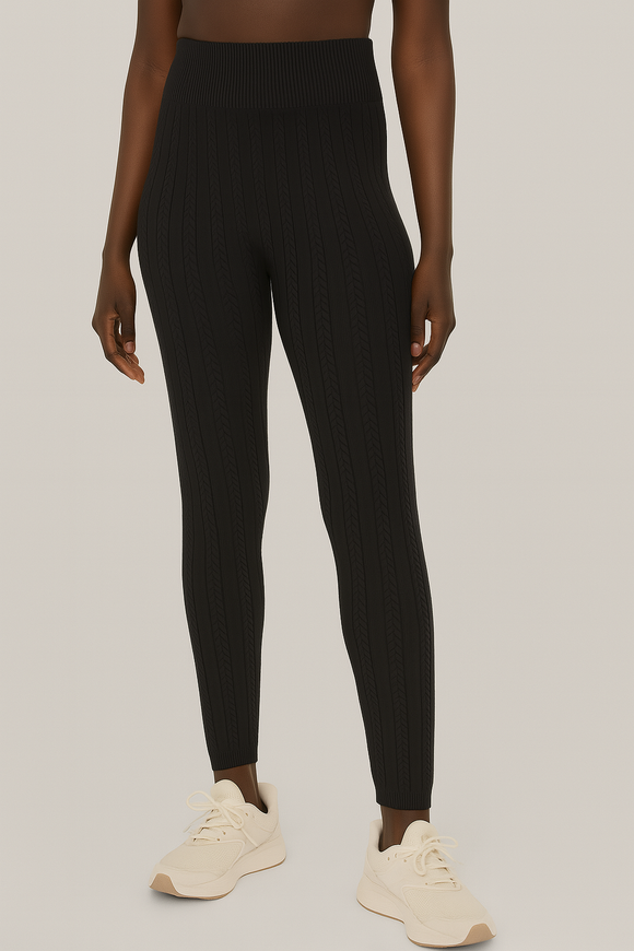 Black Jacquard Leggings Black