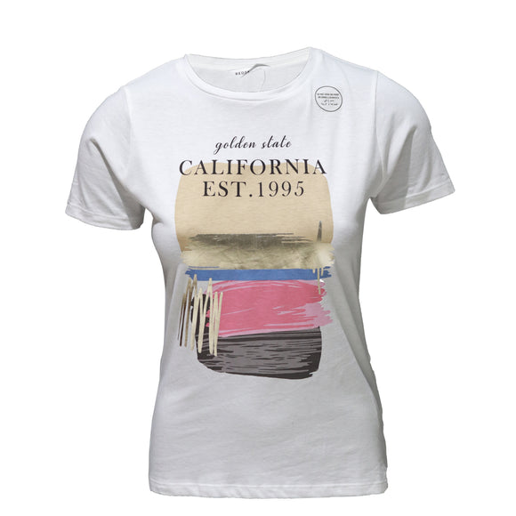 White Printed T Shirt