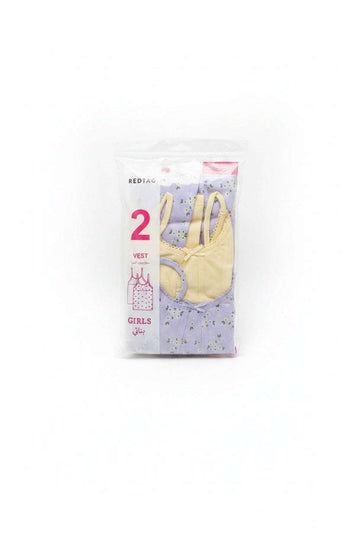 2 Pc Pk   Junior Girls One Solid One Printed Sleeveless Vest Pack Assorted Nawao.com