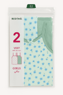 2 Pc Pk Junior Girls One Solid One Printed Sleeveless Vest Pack Assorted Nawao.com