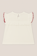 White Dobby Knit Blouse With Bow White-3