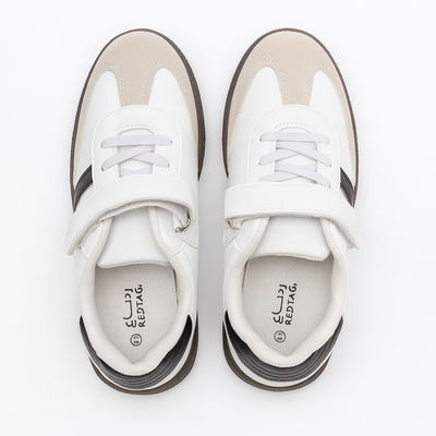 White Stripped Overlay Sneaker - 0