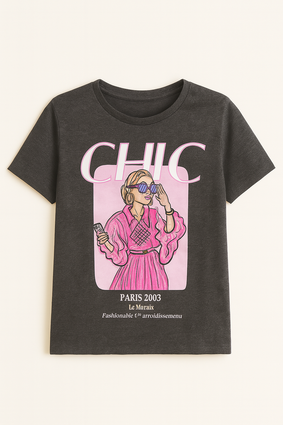 Charcoal Printed T Shirt Charcoal