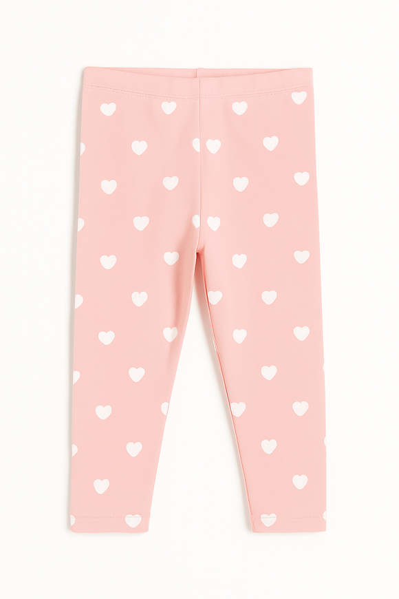 Pink Heart All Over Print Leggings Pale Pink