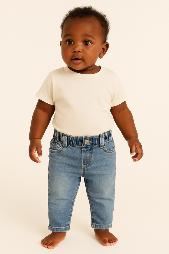 Blue Paperbag Waist Band Jeans Blue