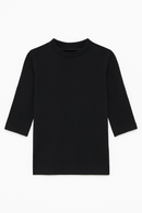 Black Rib Crew Neck T Shirt-2