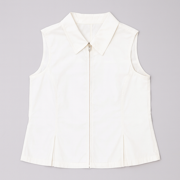 WHITE SLEEVELESS SHIRT BLOUSE